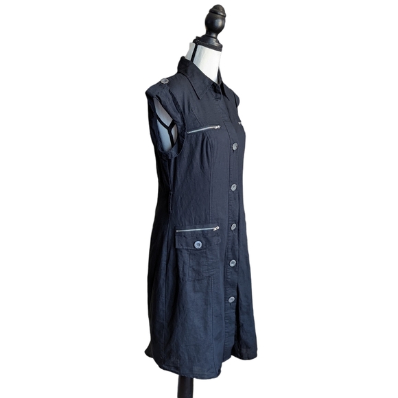 Spense Button Up Sleeveless Black Dress Size 8 - Picture 2 of 11